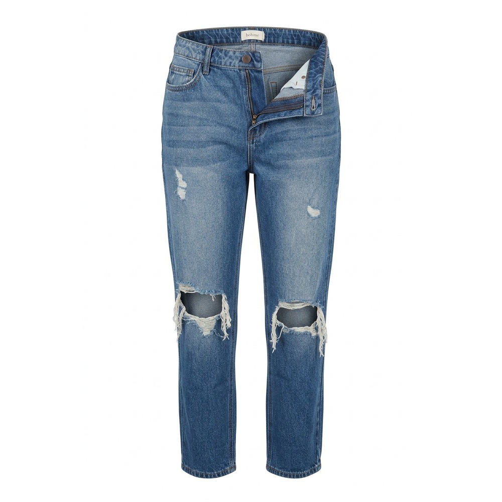 Bohme Distressed High Waisted Mom‎ Jeans Blue Medium Wash Size 28